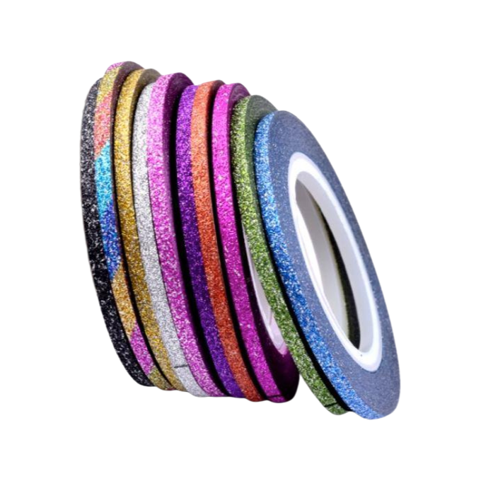 10 Piece Glitter Nail Art Striping Tape Set