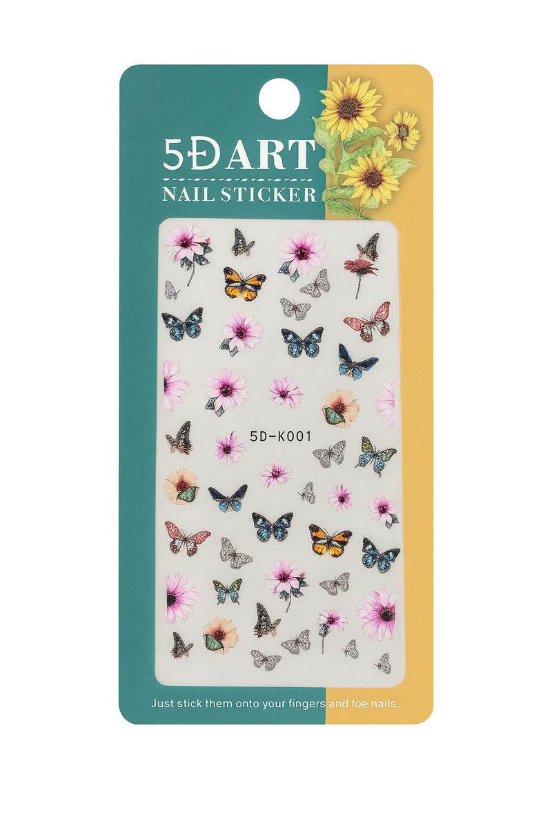 5D Nail Art Sticker Sheet - Butterflies