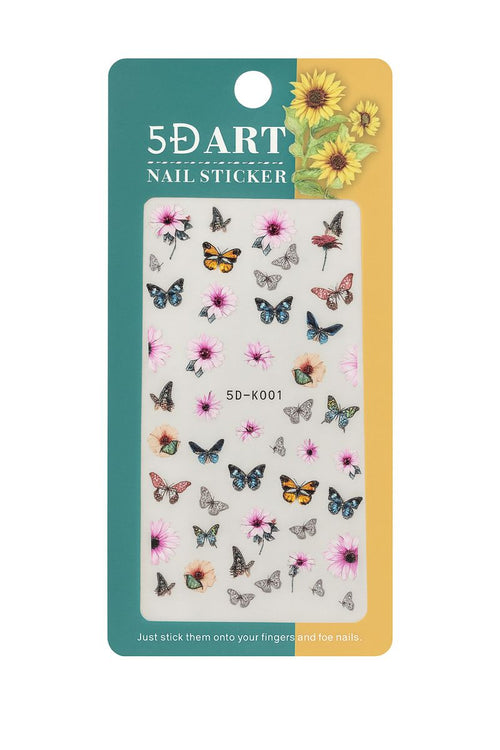 5D Nail Art Sticker Sheet - Butterflies