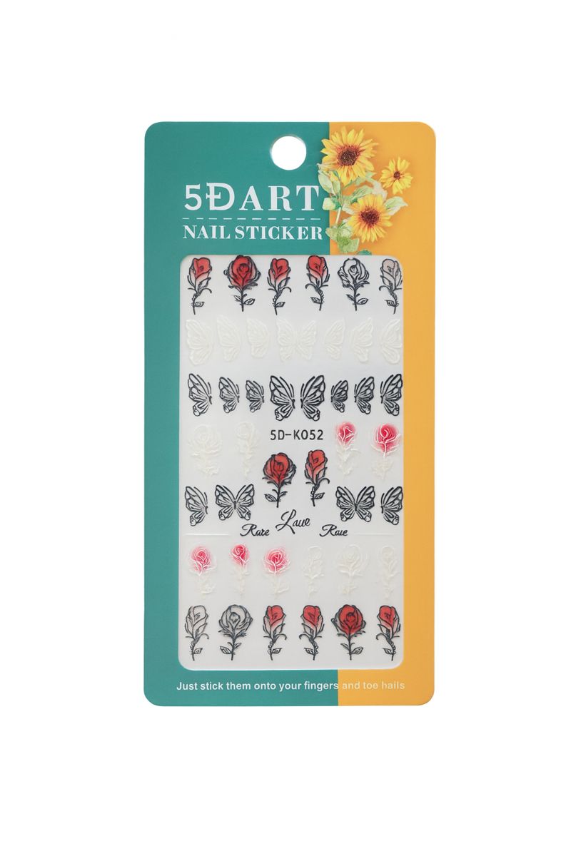 5D Nail Art Sticker Sheet - Flowers
