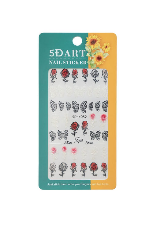 5D Nail Art Sticker Sheet - Flowers