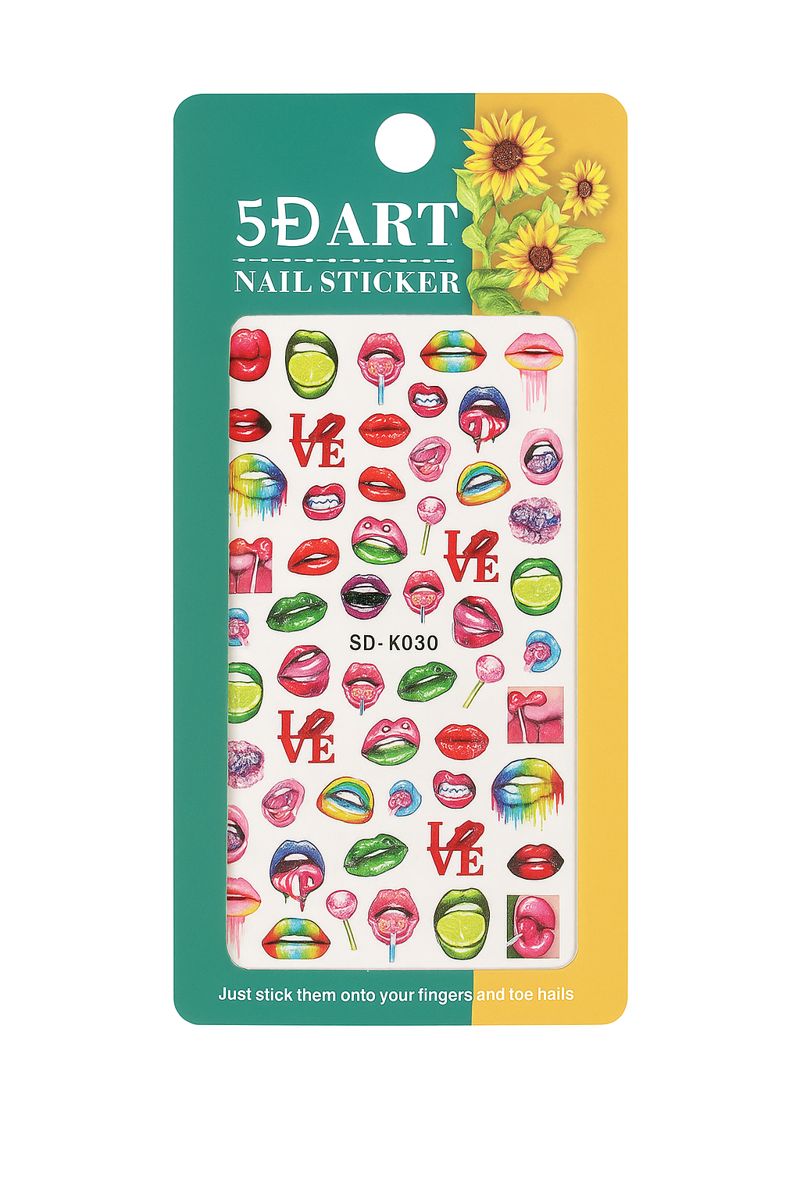 5D Nail Art Sticker Sheet - Lips