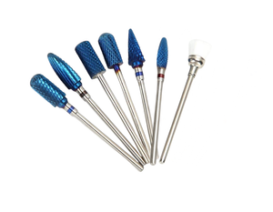 7-Piece Nail Drill Bit Set + Holder - Blue