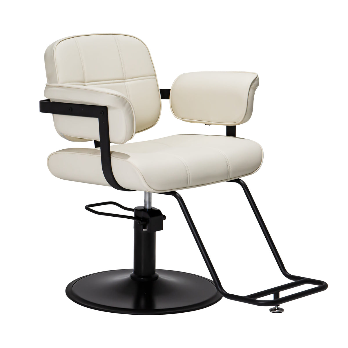 Square Back Salon Styling Chair - White