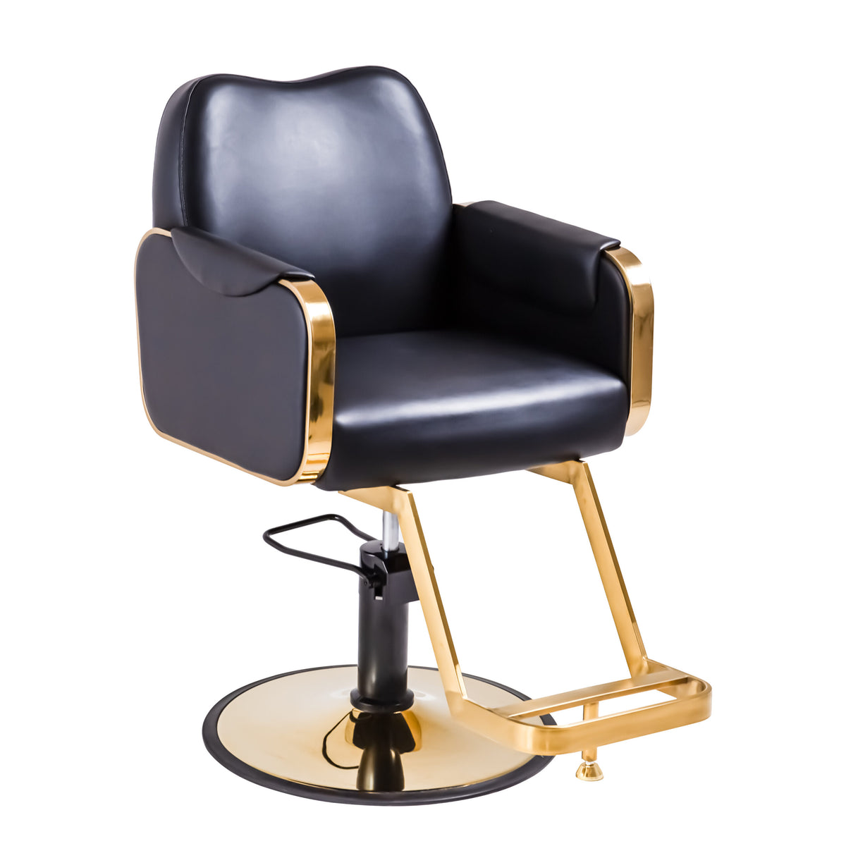 Sculpted Back Salon Styling Chair - Black &amp; Gold