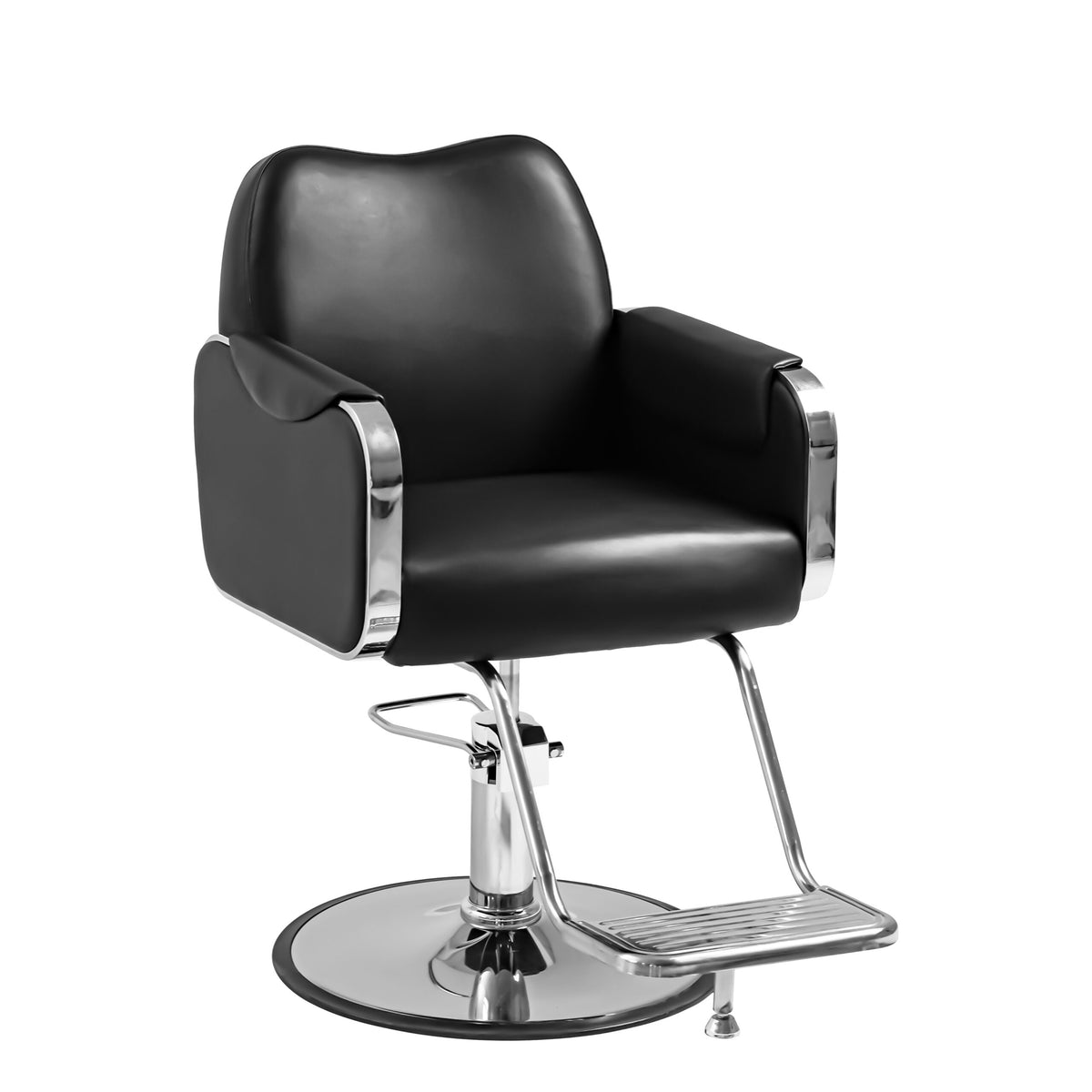 Sculpted Back Salon Styling Chair - Black &amp; Silver