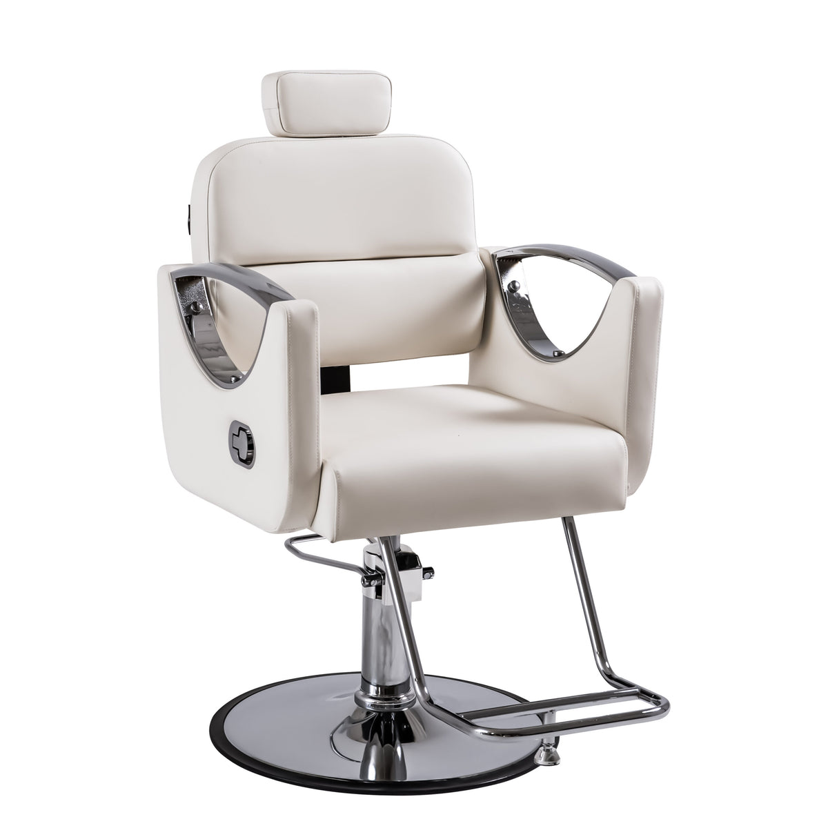 Premium Reclining Salon Styling Chair - White &amp; Silver