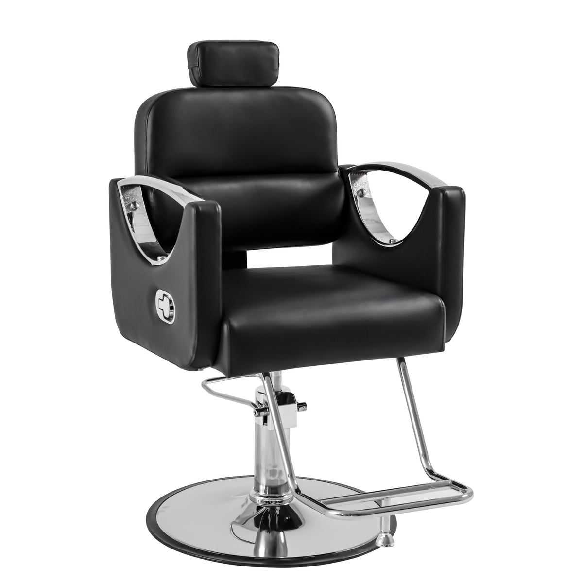 Premium Reclining Salon Styling Chair - Black &amp; Silver