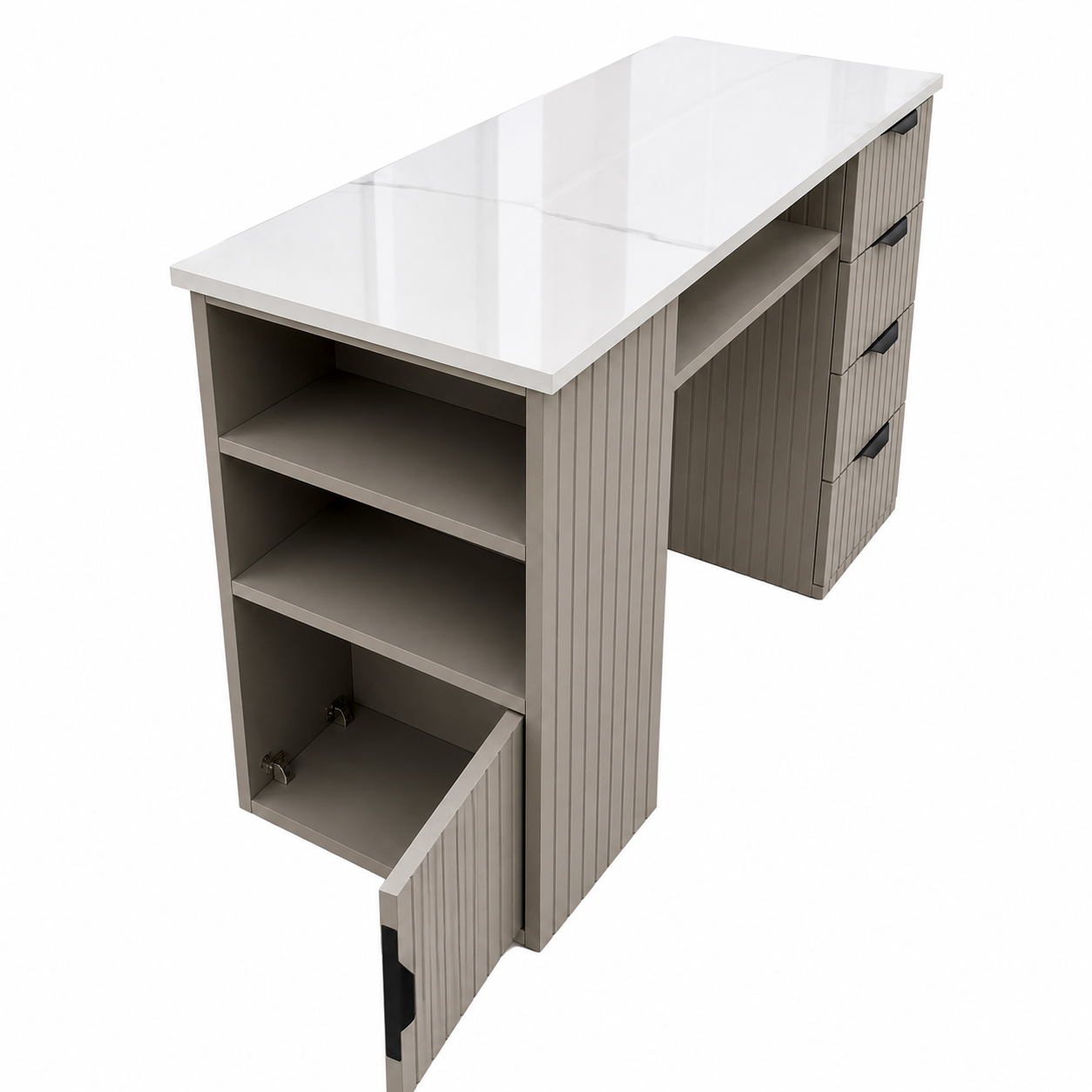 Luxury Manicure Workstation with Storage Cabinet & 4 Drawers