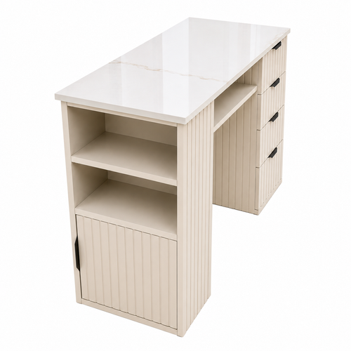 Luxury Manicure Workstation with Storage Cabinet & 4 Drawers