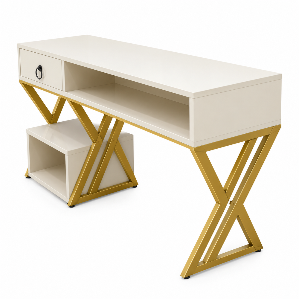 Professional Manicure Table with X-Shaped Metal Legs