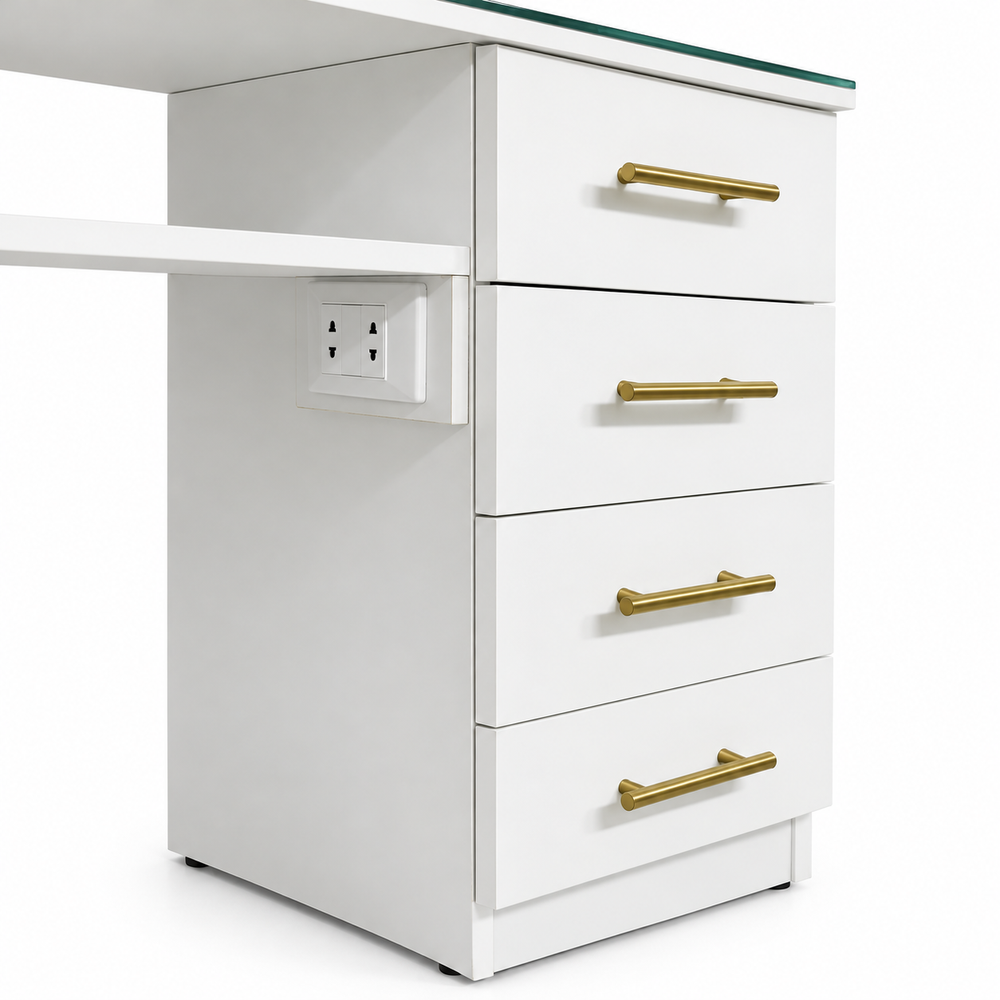 Modern Professional Manicure Table with Glass Top