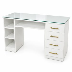 Modern Professional Manicure Table with Glass Top