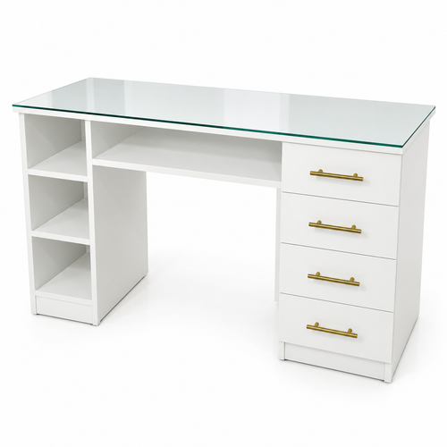 Modern Professional Manicure Table with Glass Top