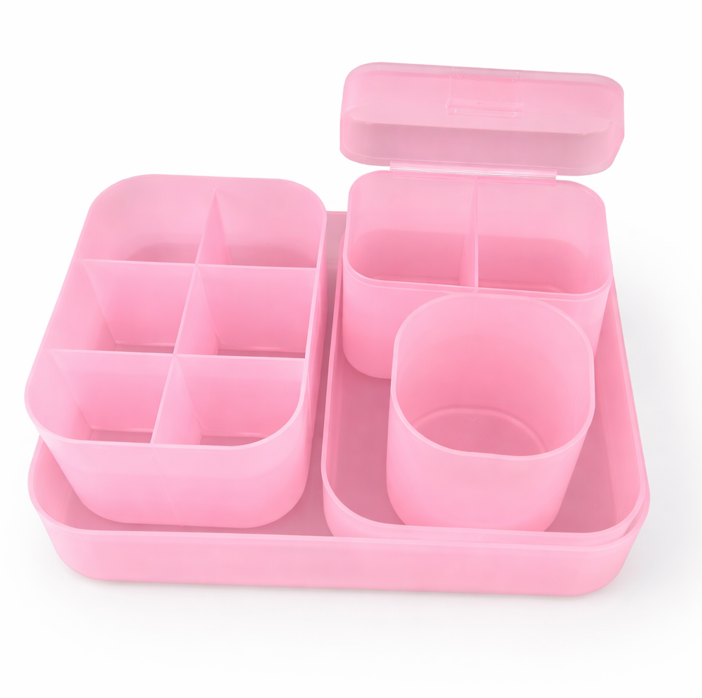 Multi-Compartment Storage Organizer Set - Pink