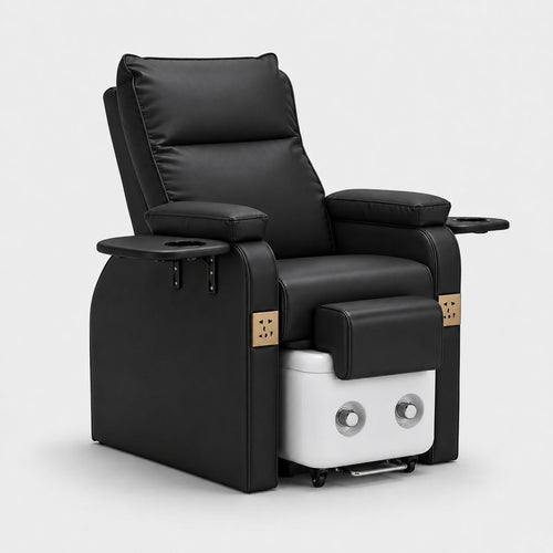 Pedicure Spa Chair with Foot Bath - Black