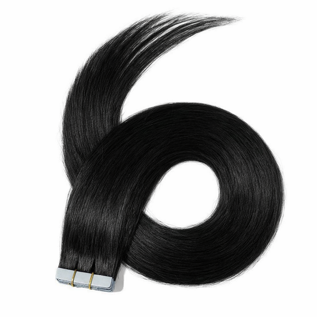 10 Double Tape-In Human Hair Extensions - Black