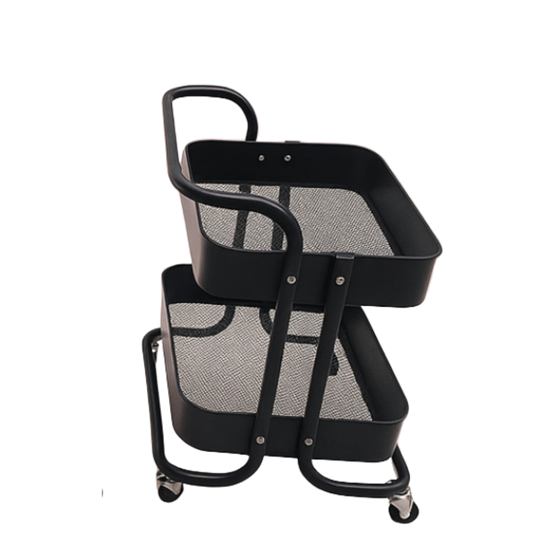 2-Tier Metal Trolley - Black