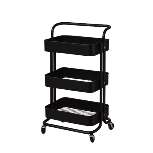 3-Tier Metal Trolley - Black