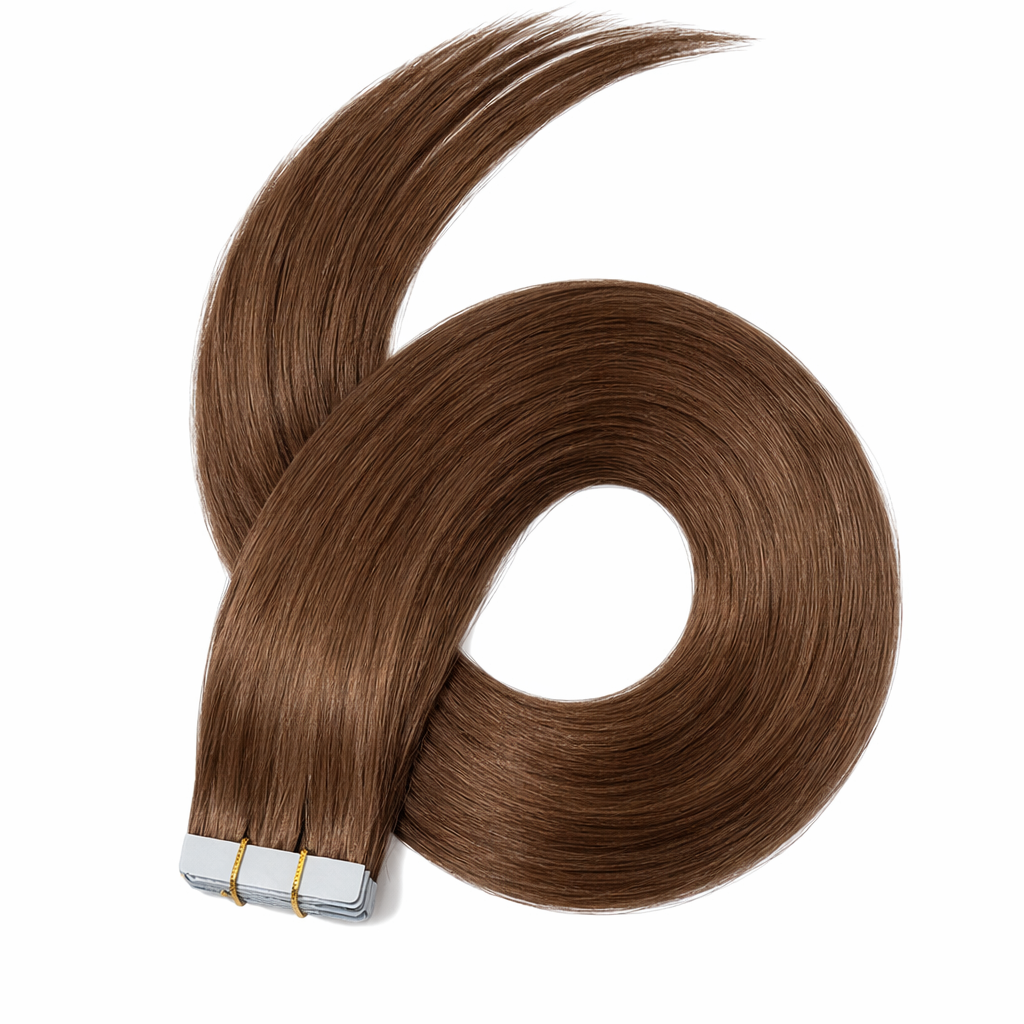 10 Double Tape-In Human Hair Extensions - Brown