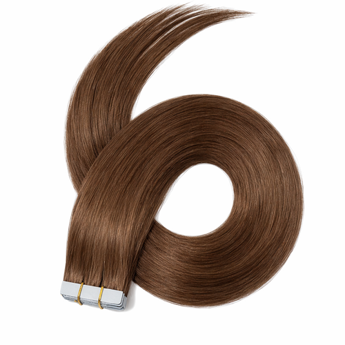 10 Double Tape-In Human Hair Extensions - Brown