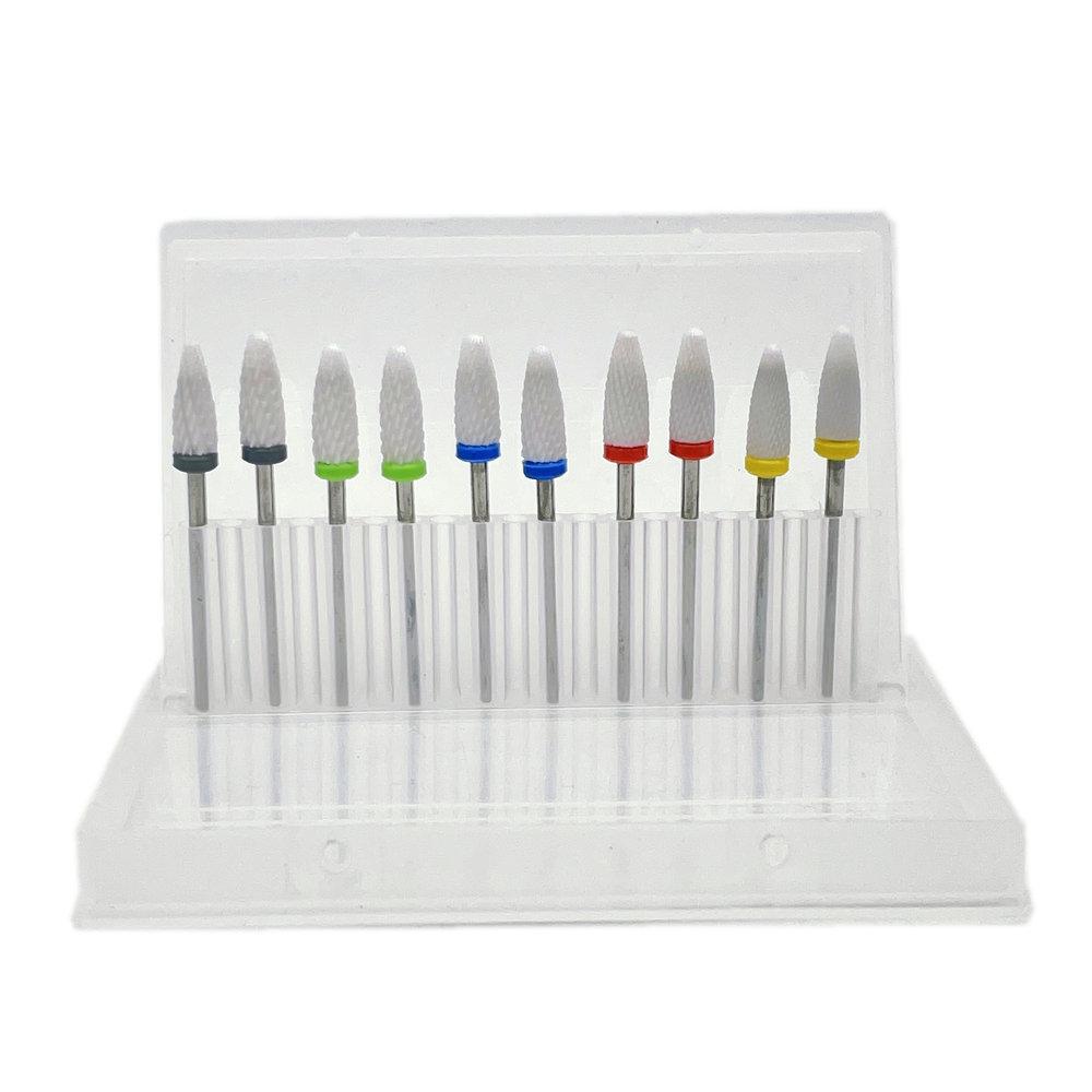 10-Piece Ceramic Flame Nail Drill Bit Set