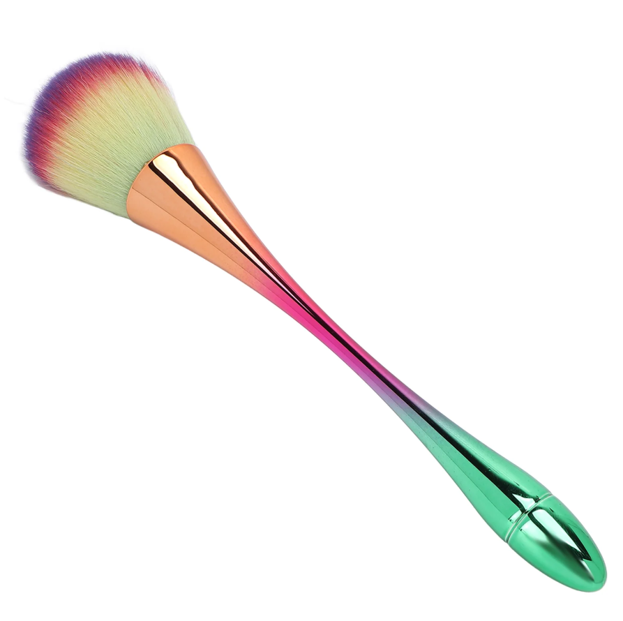 Chrome Long Handle Dust Brush - Rainbow