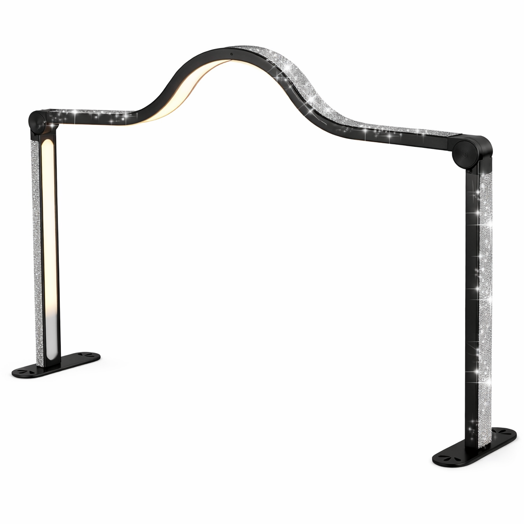 Curved Desk LED Moonlight with Rhinestones - Black