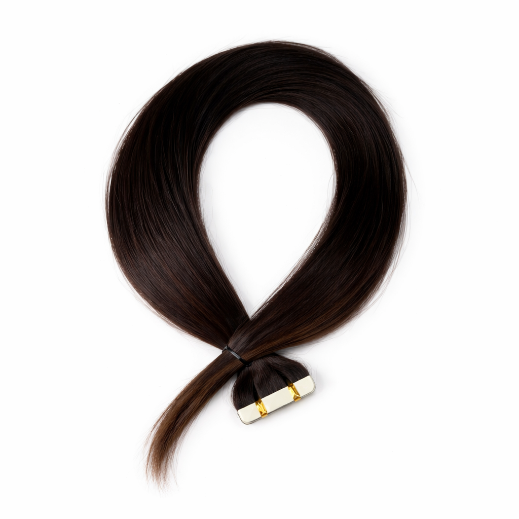 10 Double Tape-In Hair Extensions - Dark brown
