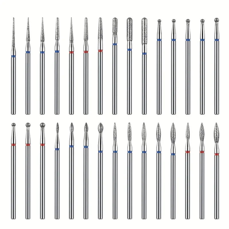 30-Piece Diamond Nail Drill Bit Set
