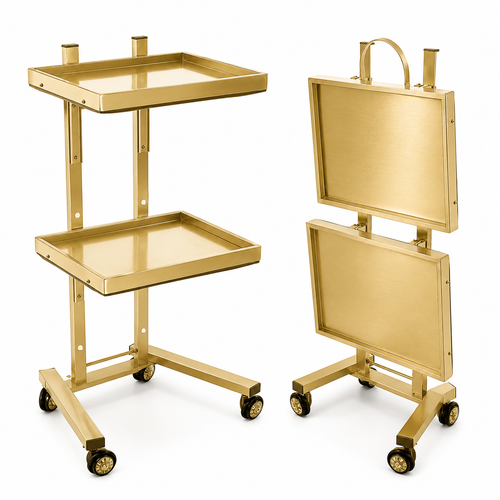 Stainless Steel Rolling Salon Trolley