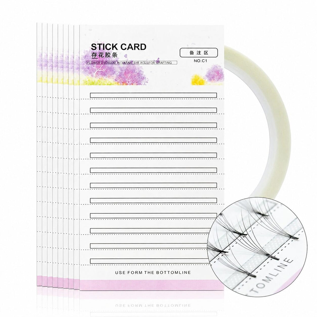 Lash Extension Stick Cards with Adhesive