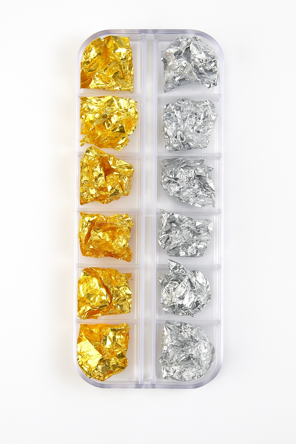 Leaf Flake Nail Art Box - Gold &amp; Silver
