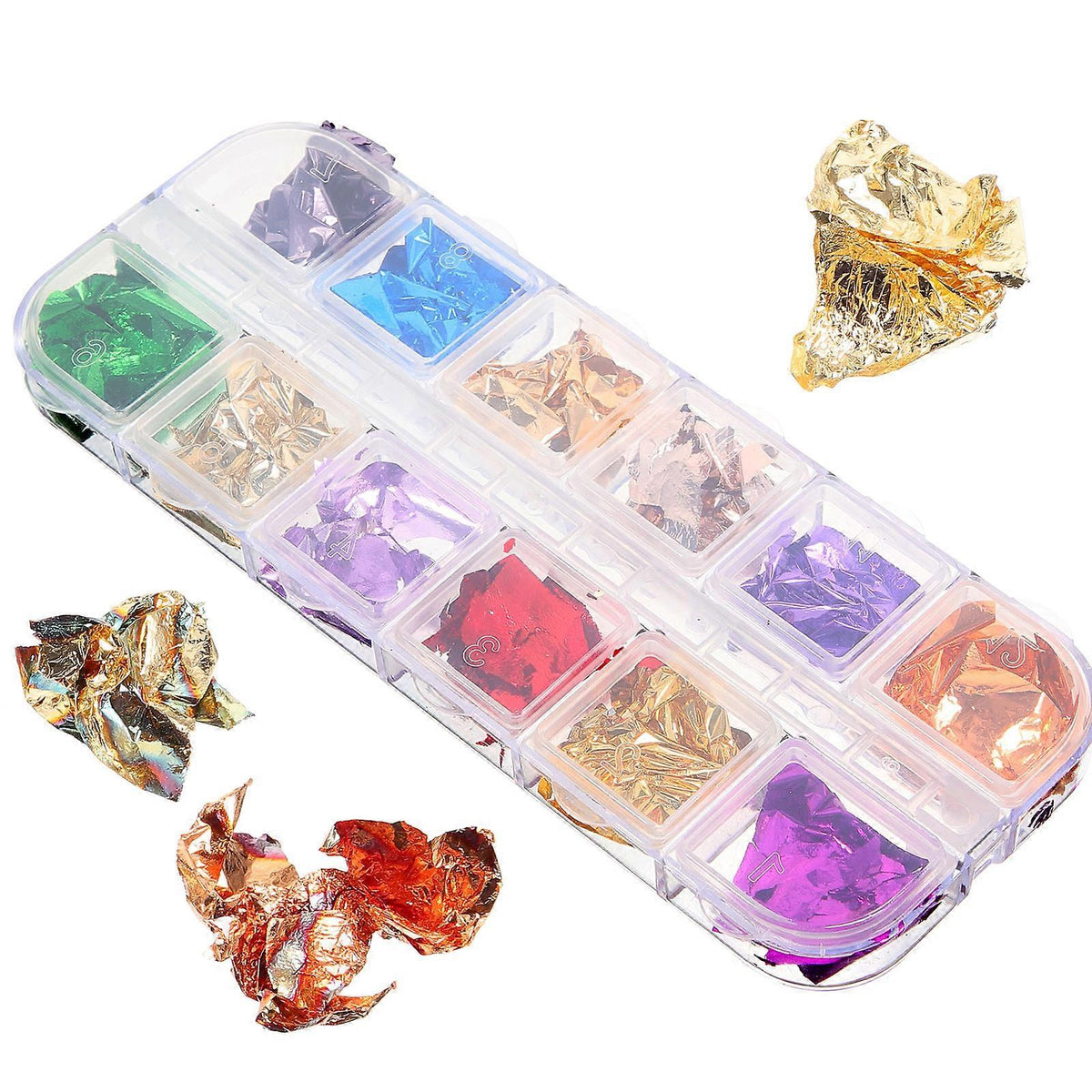 Leaf Flake Nail Art Box - Multicolor