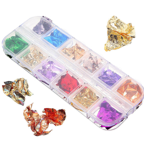 Leaf Flake Nail Art Box - Multicolor