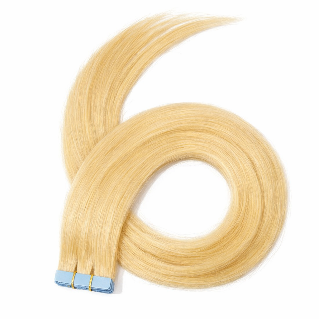 10 Double Tape-In Human Hair Extensions - Light Blonde