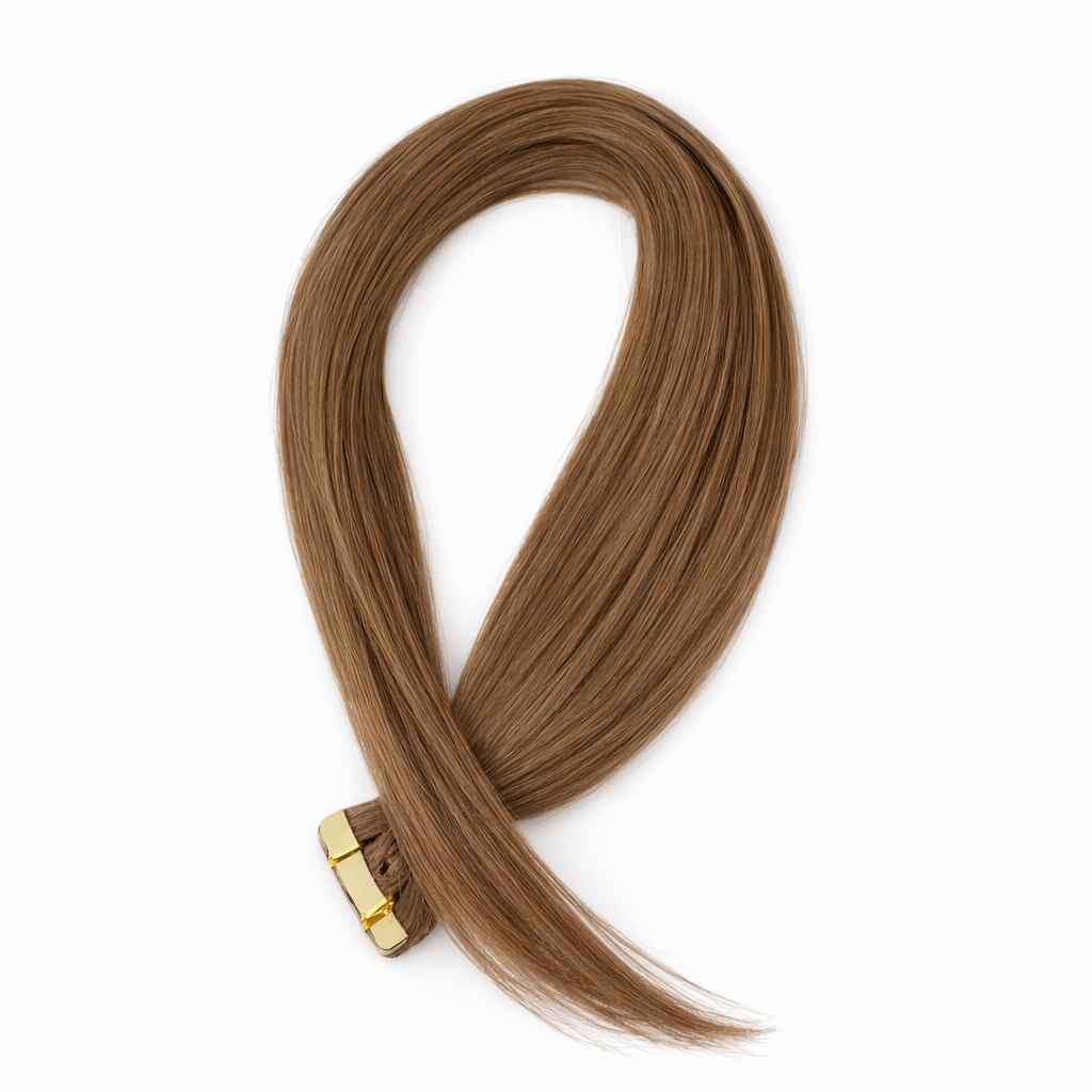 10 Double Tape-In Hair Extensions - Light Brown