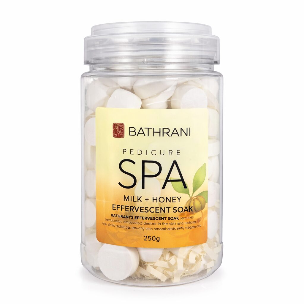 Bathrani Pedicure Spa Effervescent Soak - Milk and Honey, 250 g