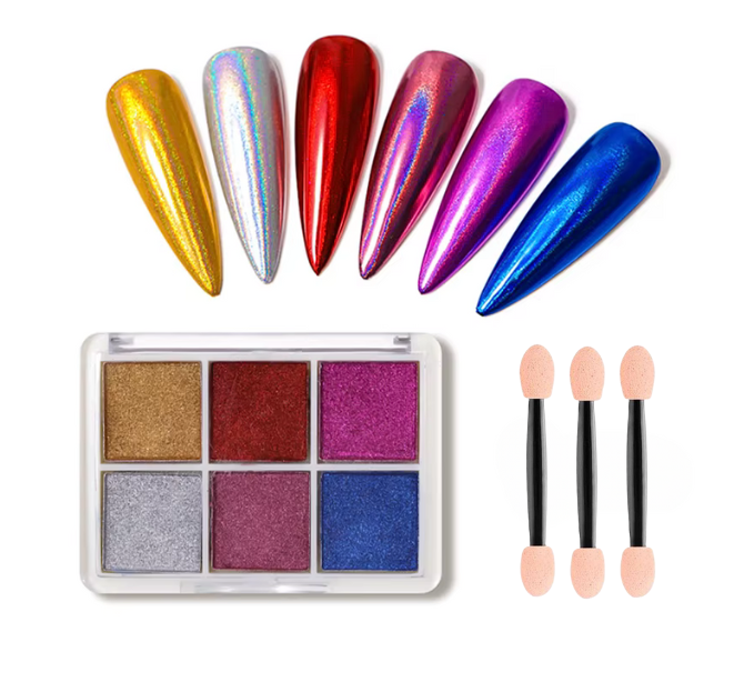 6-in-1 Mirror Nail Art Powder Palette - 12
