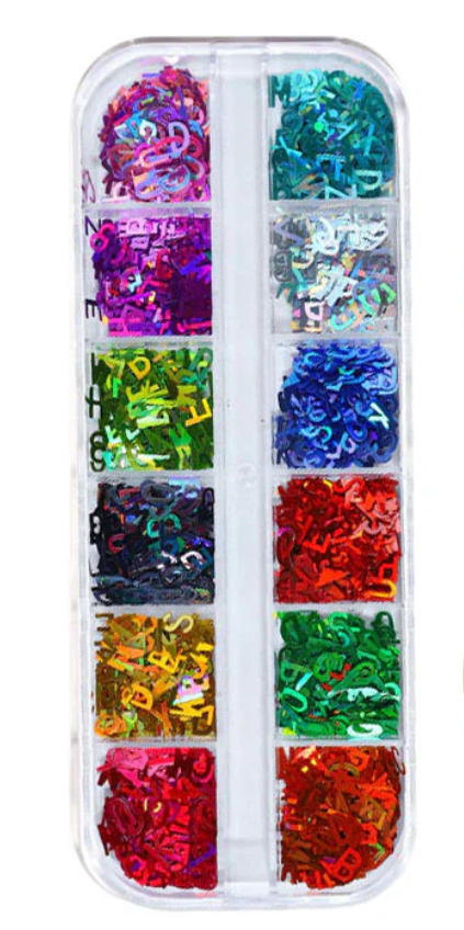 Nail Art Flakes Box - Letters