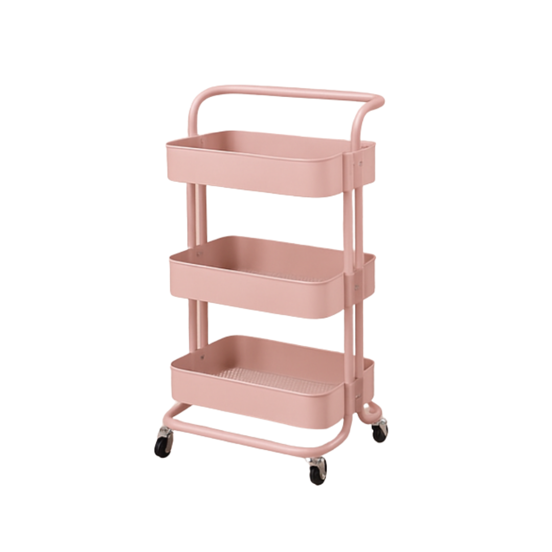 3-Tier Metal Trolley - Pink