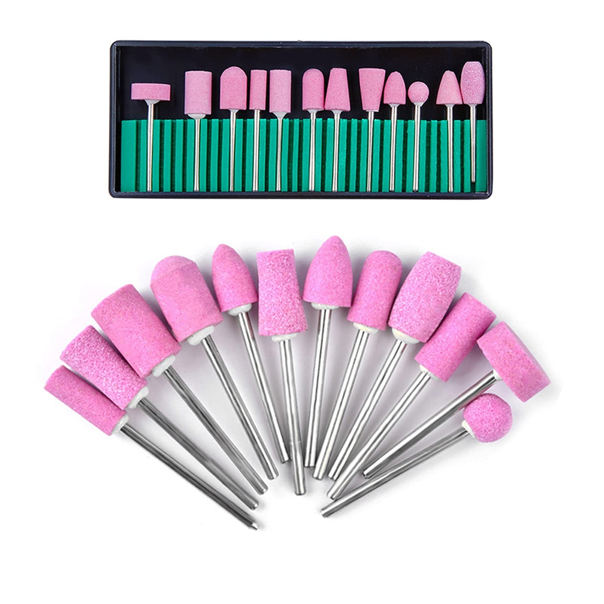 12-Piece Pink Nail Drill Bit Set