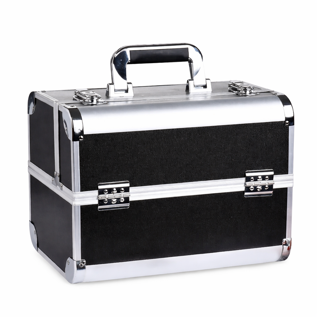 Professional Makeup Storage Case - Black &amp; Silver