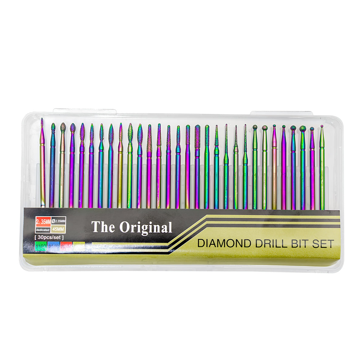 30-Piece Rainbow Diamond Nail Drill Bit Set