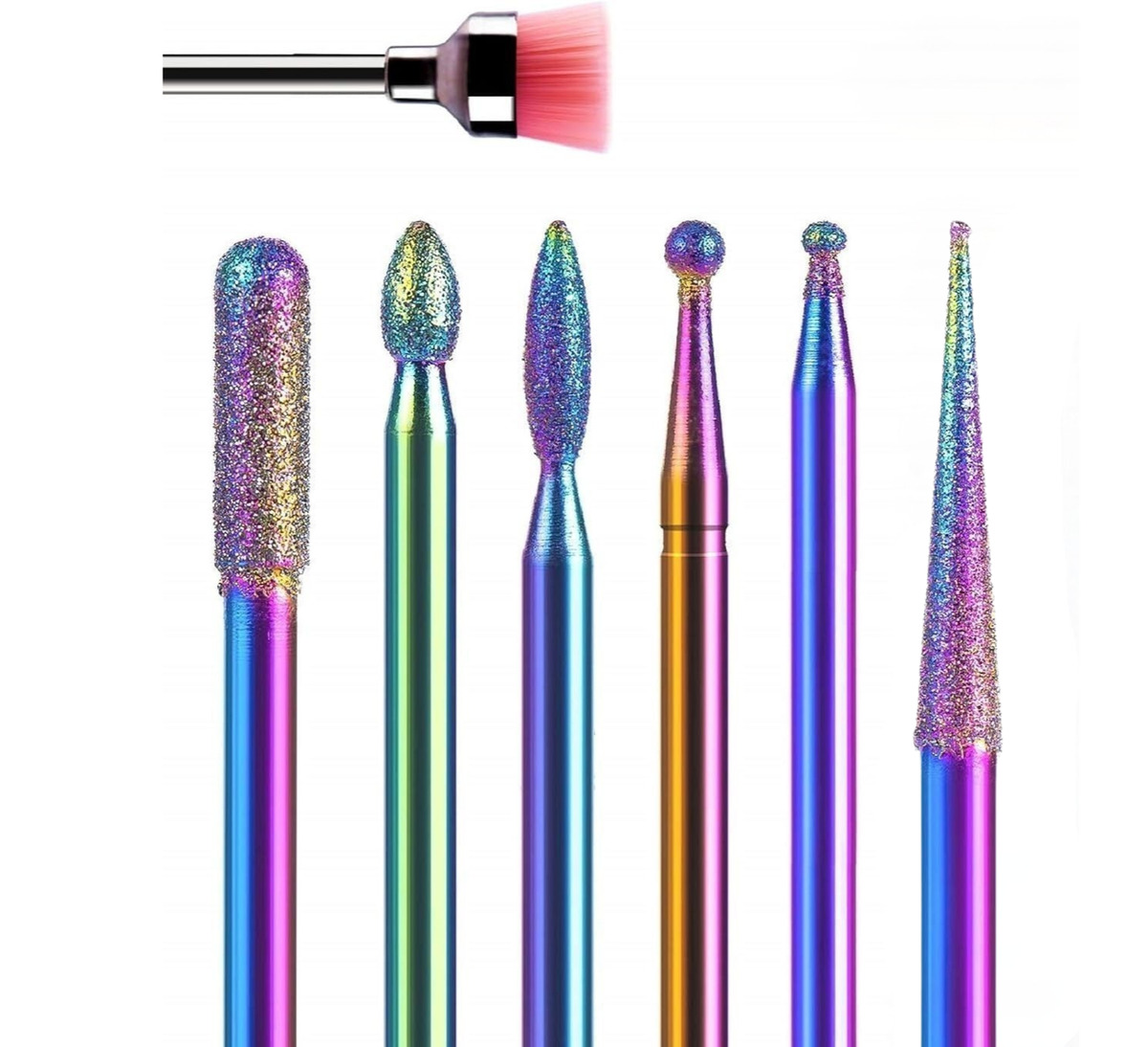 7-Piece Rainbow Nail Drill Bit Set