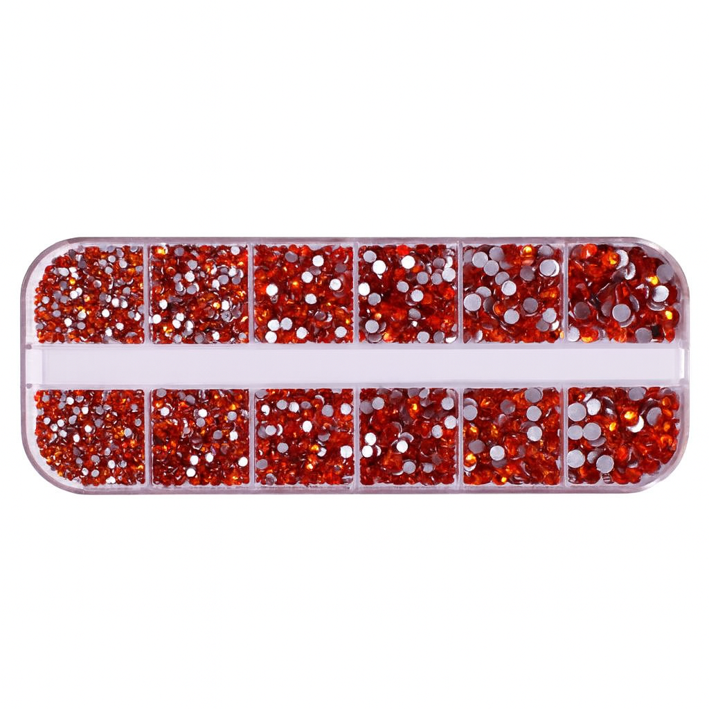 Round Nail Art Rhinestones Box - Red
