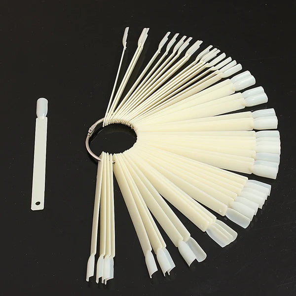 Square Nail Color Swatch Sticks with Ring - White