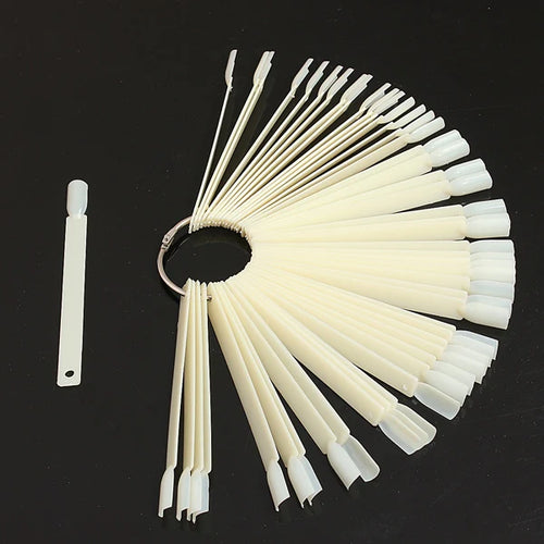 Square Nail Color Swatch Sticks with Ring - White