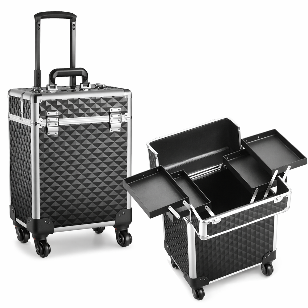Textured Rolling Makeup Case - Black