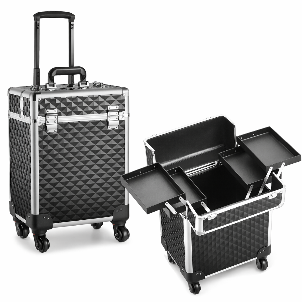 Textured Rolling Makeup Case - Black